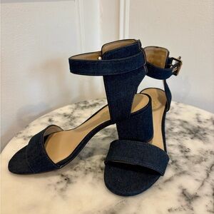 Lord & Taylor 424 Fifth Ankle Stap Denim Block Heels | Size 7 US
